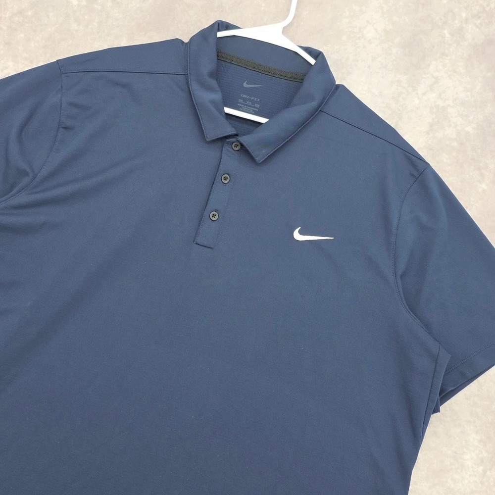 Nike Dri-FIT Golf Polo Shirt Mens XXL Navy Blue Short Sleeve Swoosh Activewear